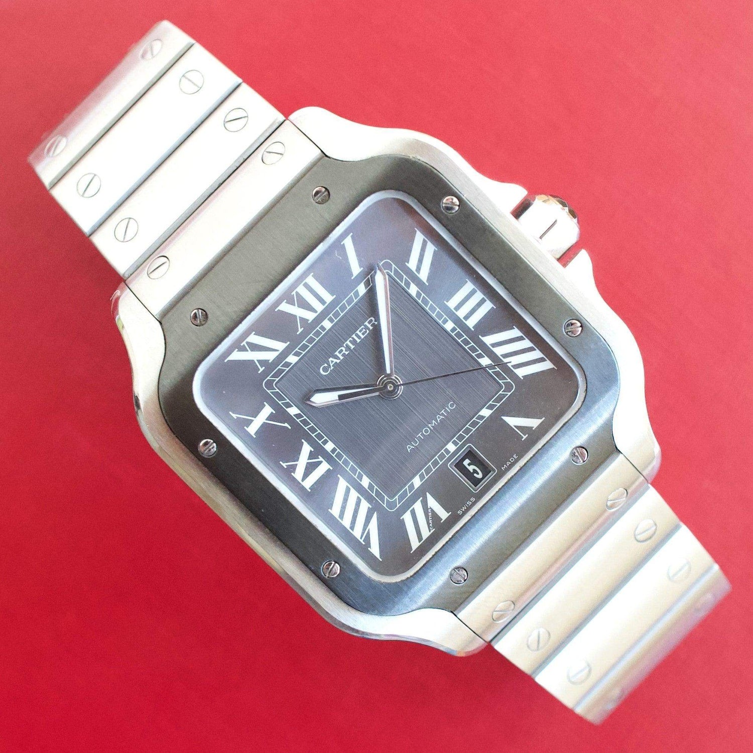 SOLDOUT: Cartier Santos WSSA0037 Automatic Box and Papers Cartier Warranty Until 2031