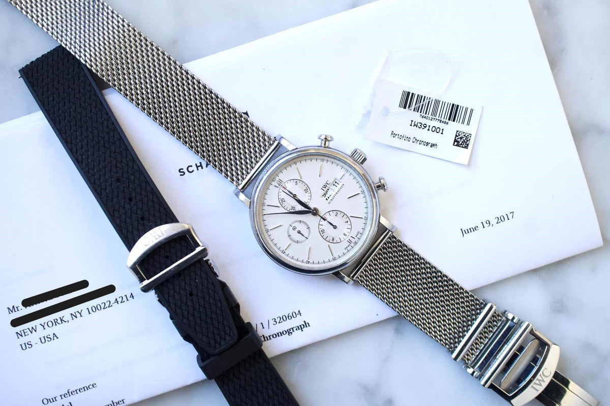 IWC Portofino Chronograph IW391027 42MM Day Date Chronograph Silver Steel Box Automatic Comes w/Service Papers - WearingTime Luxury Watches