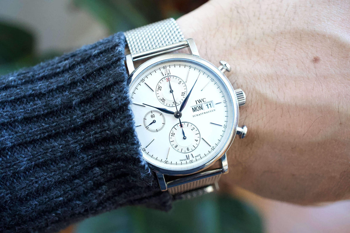 IWC Portofino Chronograph IW391027 42MM Day Date Chronograph Silver Steel Box Automatic Comes w/Service Papers - WearingTime Luxury Watches