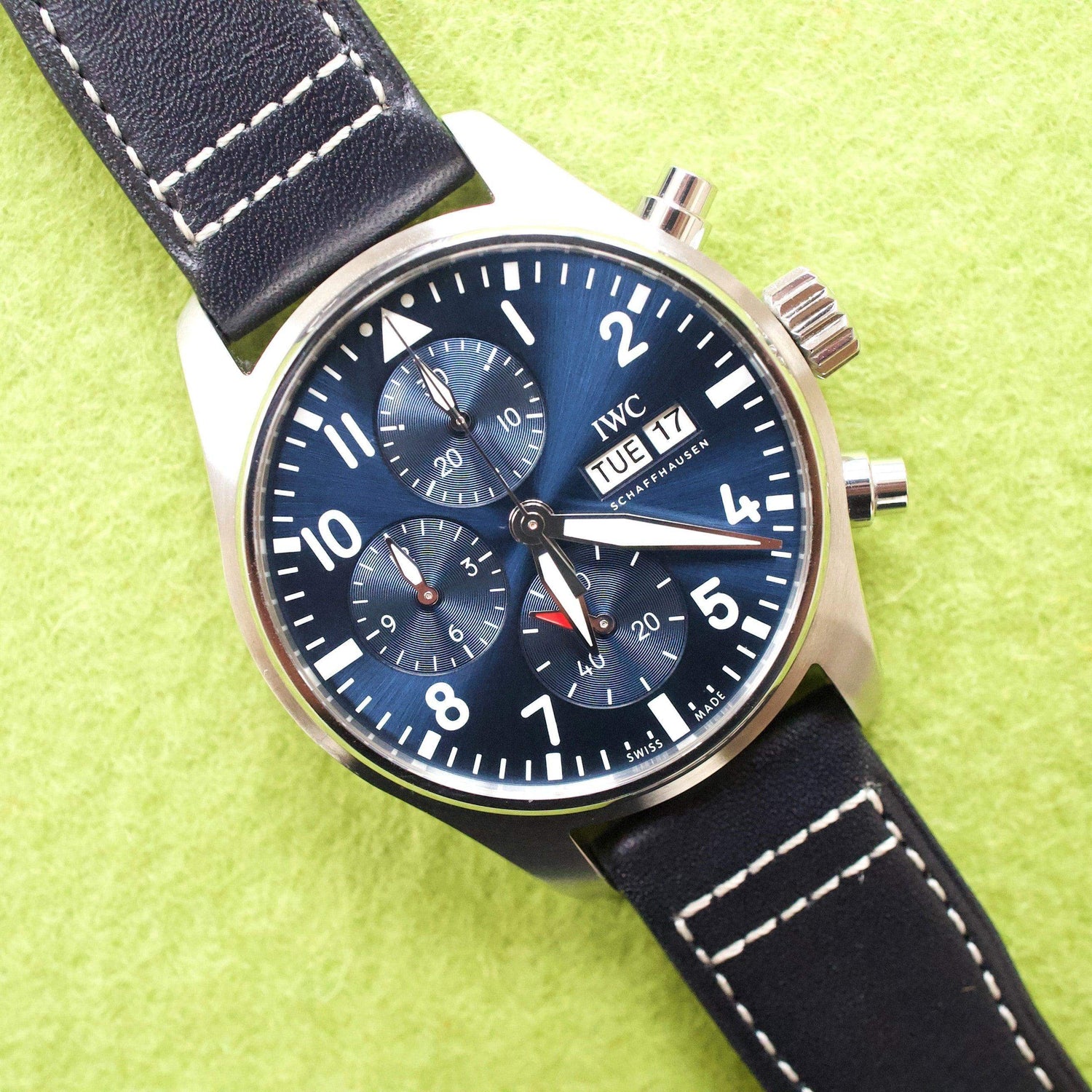SOLDOUT: IWC Pilot Chronograph IW388101 41MM Blue Dial In House Chronograph 2022 Box and Papers