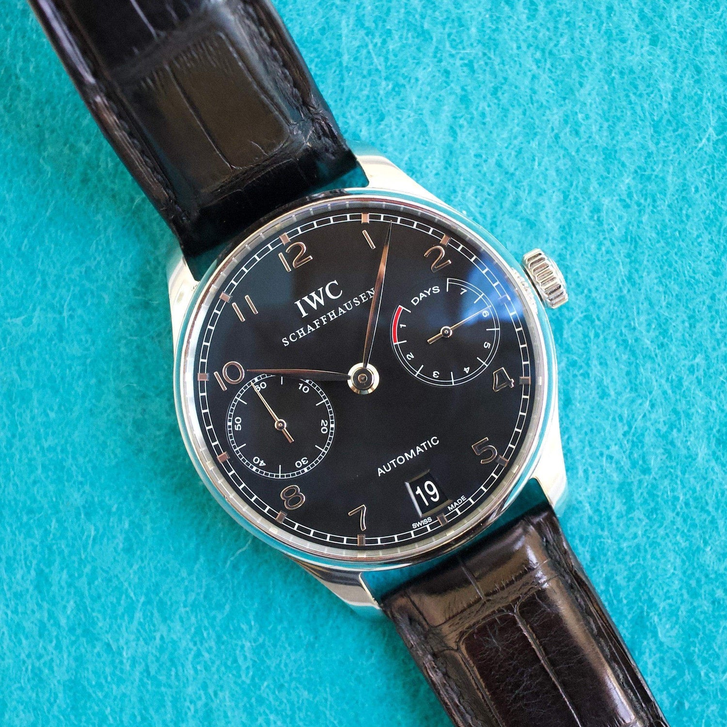 SOLDOUT: IWC Portuguese Automatic IW500109  Black Dial 42MM 7 Day Power Reserve 5001 500109 Box Papers