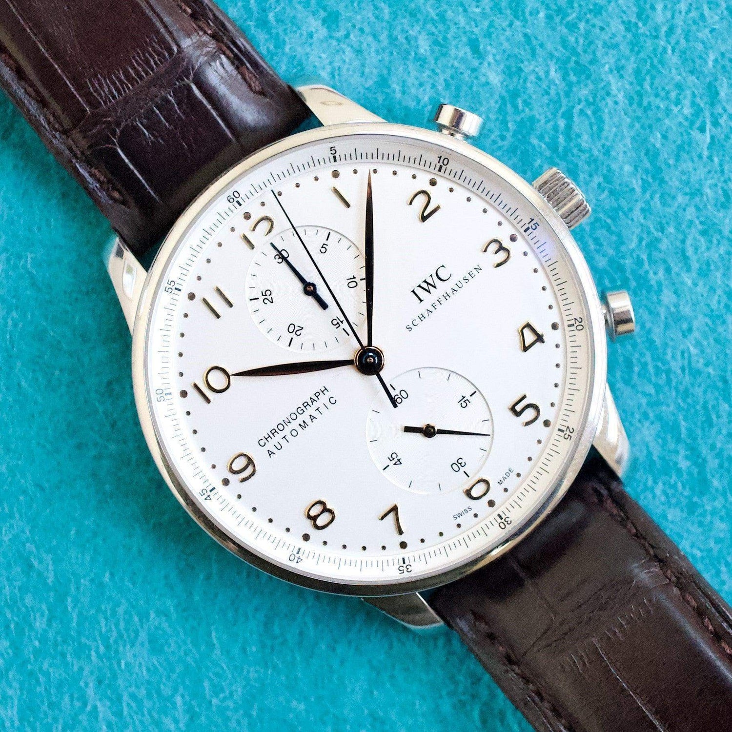 SOLDOUT: IWC Portuguese Chronograph IW371445 White Dial 41MM Automatic Factory IWC Box