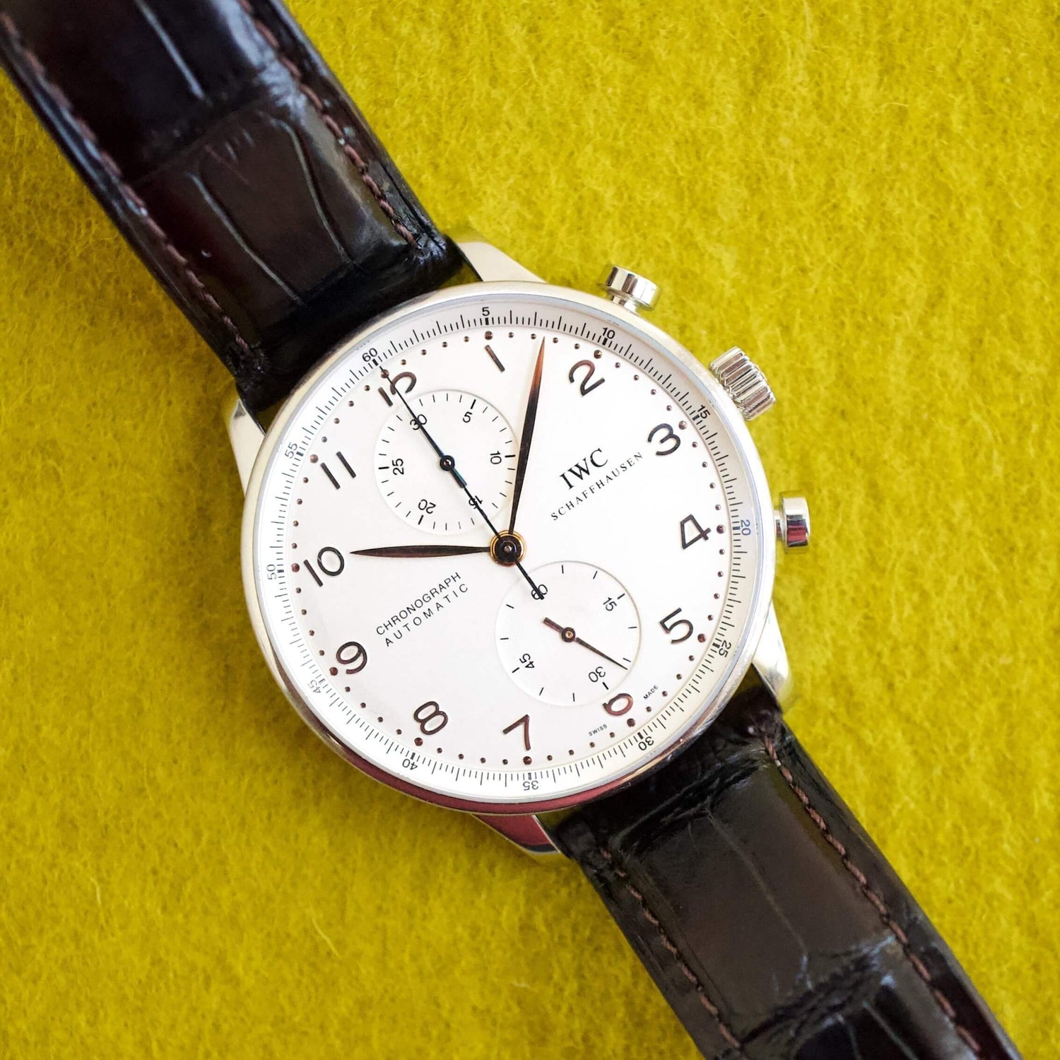 SOLDOUT: IWC Portuguese Chronograph IW3714 41MM White Dial Box and Papers - WearingTime Luxury Watches