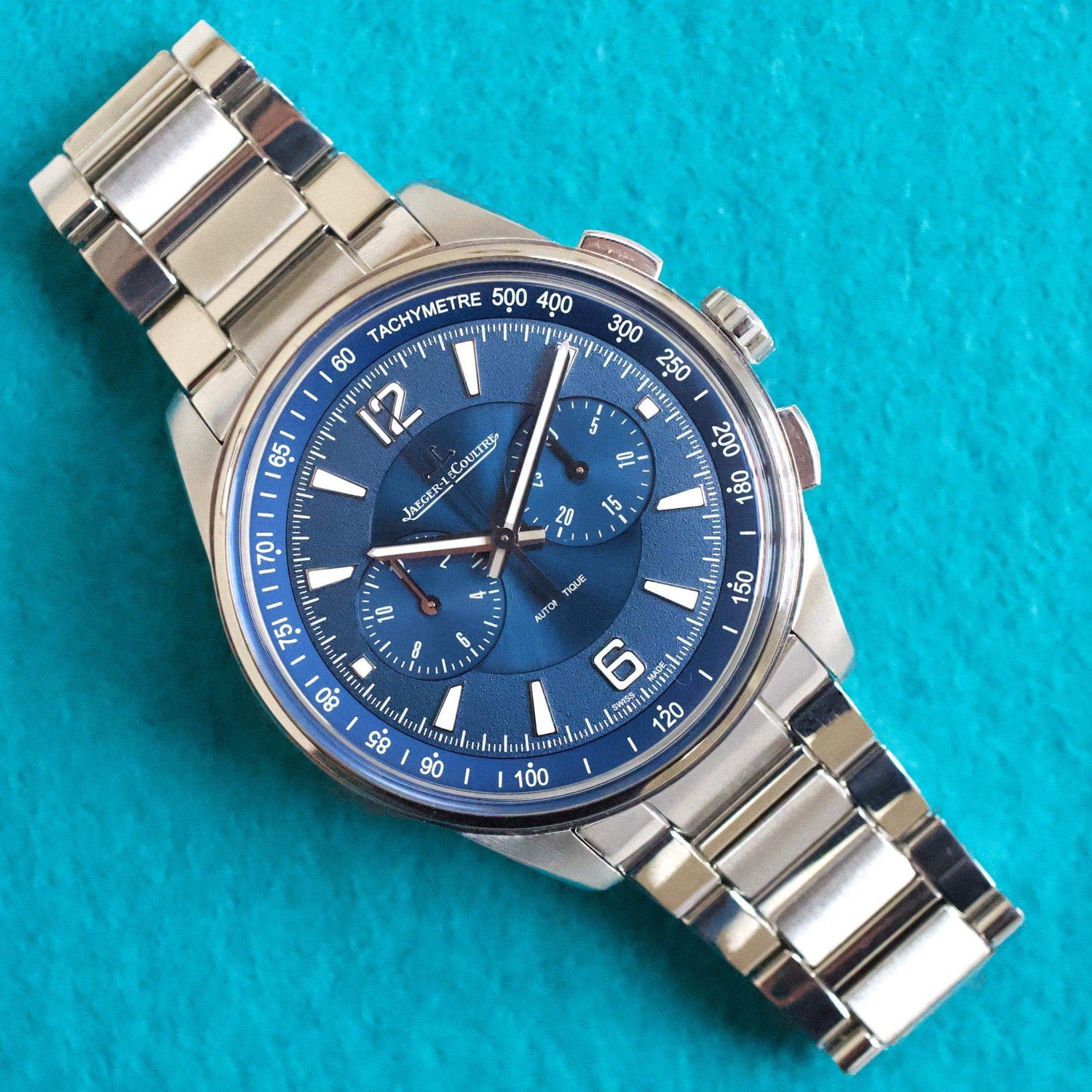 SOLDOUT: Jaeger-LeCoultre Polaris Q9028480 42MM Chronograph 2019 Blue Dial Steel Box Papers