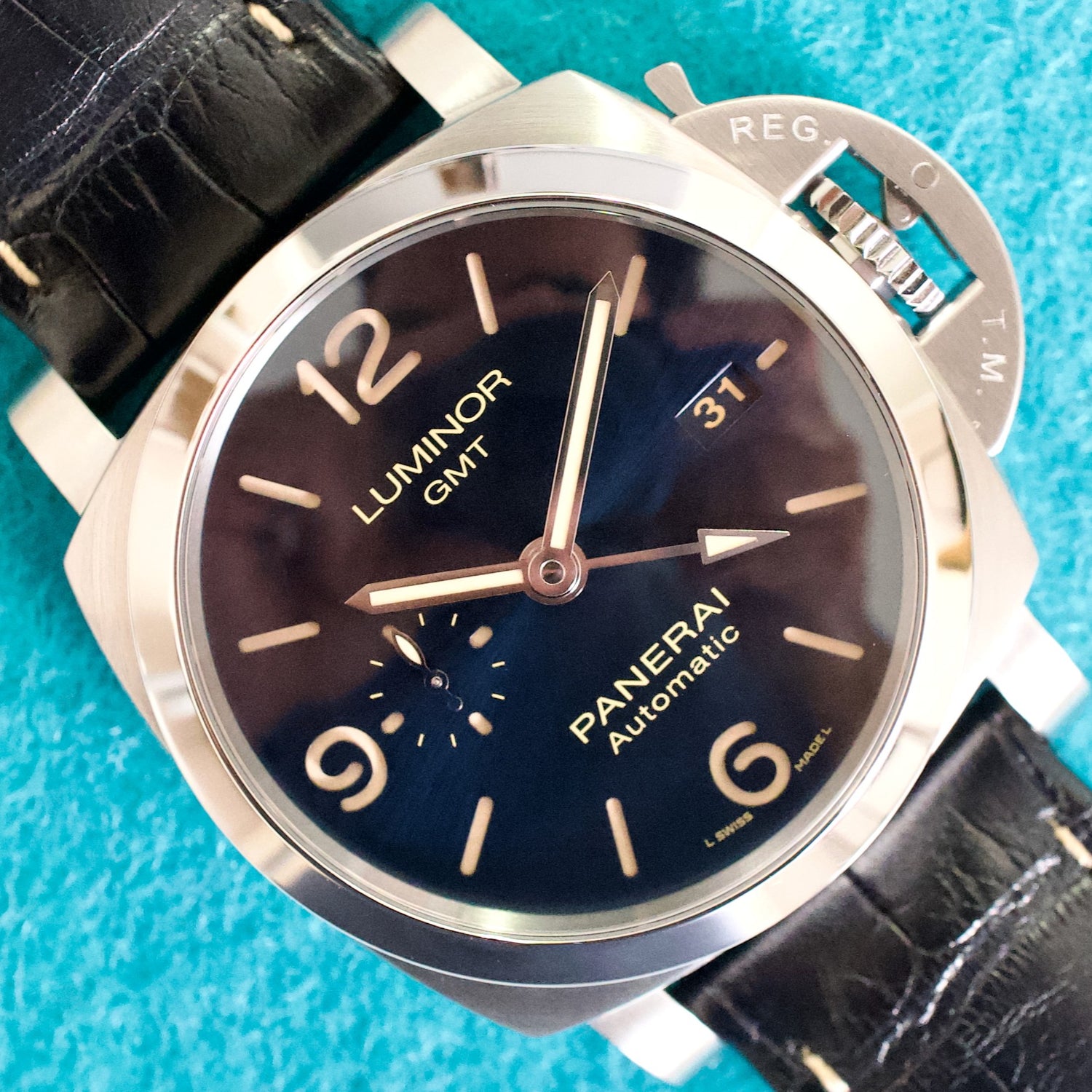 Panerai Luminor 1950 3 Days PAM01033 GMT 44MM Automatic Stainless Steel Blue Dial Box