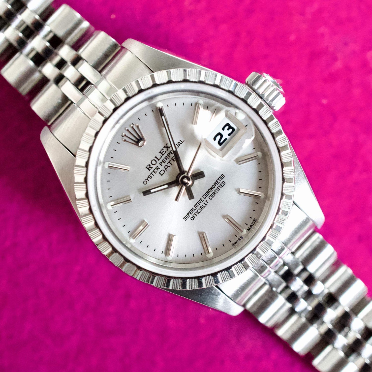 SOLDOUT: Rolex Oyster Perpetual Lady Date 69240 26MM Box Papers Fully Serviced 1996