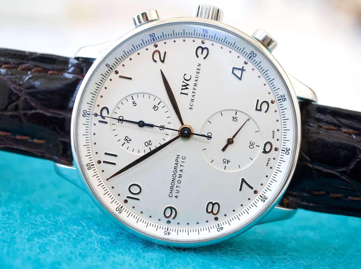 IWC Portuguese IW371445 40MM White Dial Chronograph Box and Papers - WearingTime Luxury Watches