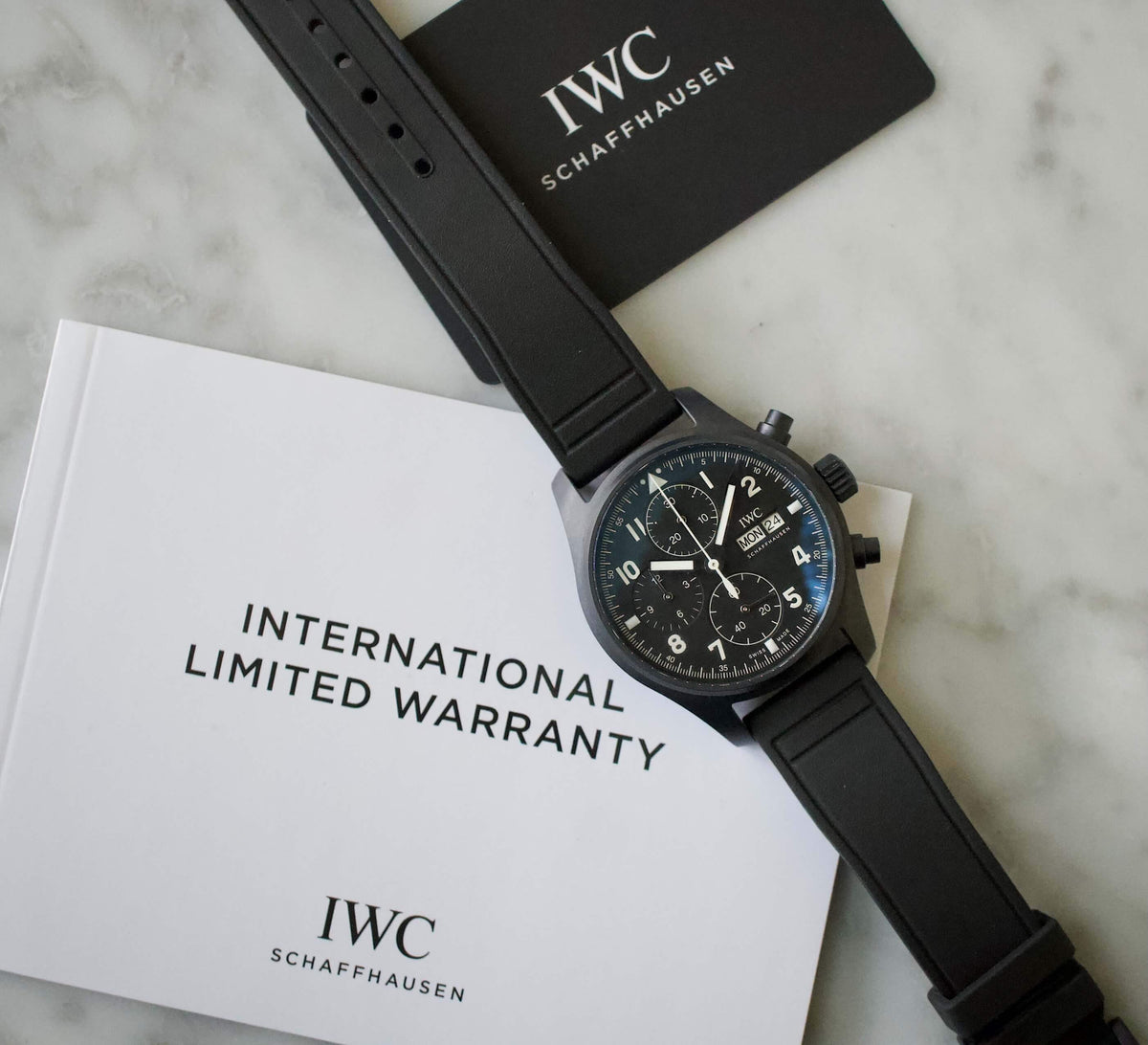 SOLD OUT: 41MM IWC PILOT’S WATCH CHRONOGRAPH TRIBUTE TO 3705 2021 BOX AND PAPERS Ceratanium AUTOMATIC - WearingTime Luxury Watches