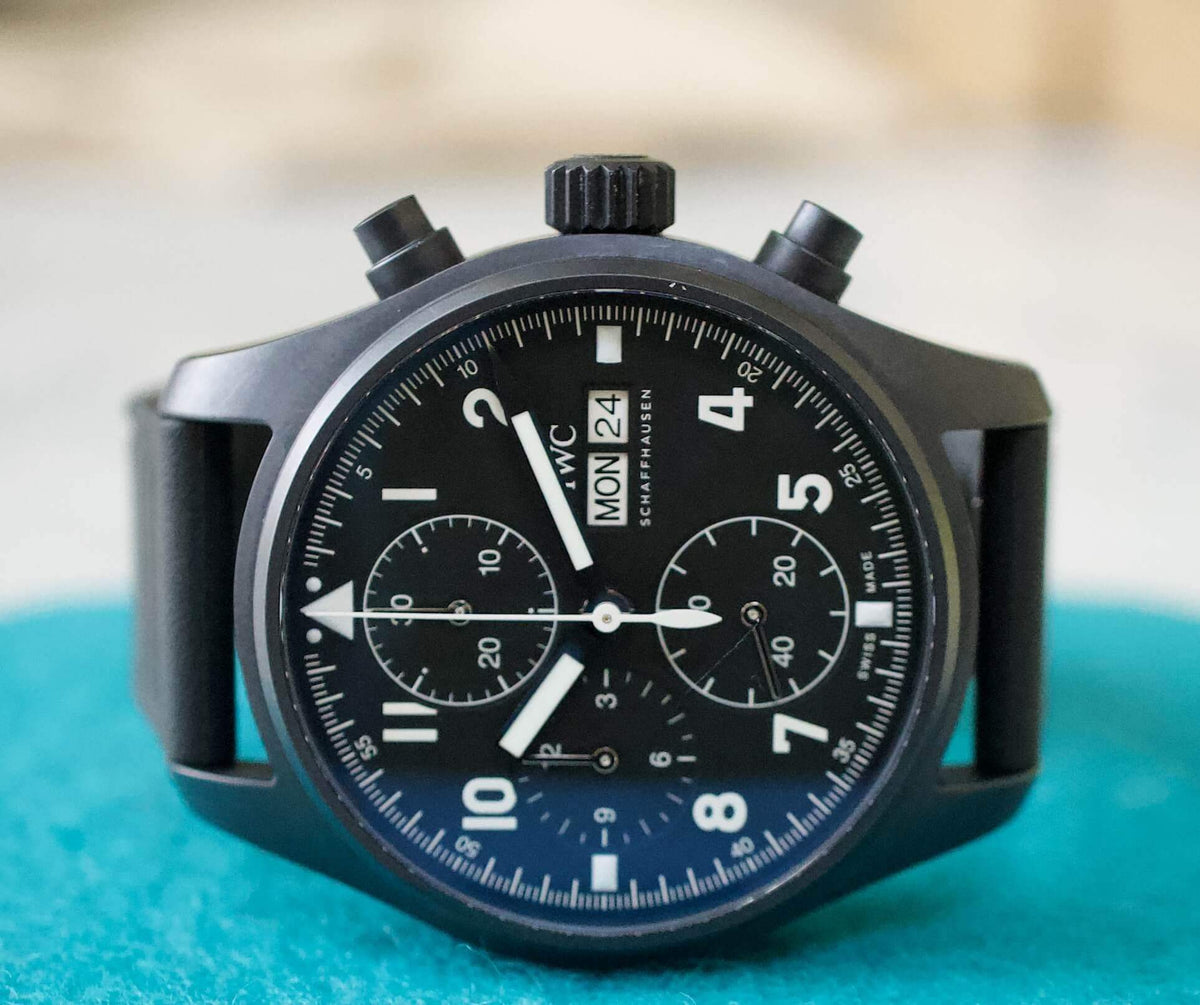 SOLD OUT: 41MM IWC PILOT’S WATCH CHRONOGRAPH TRIBUTE TO 3705 2021 BOX AND PAPERS Ceratanium AUTOMATIC - WearingTime Luxury Watches