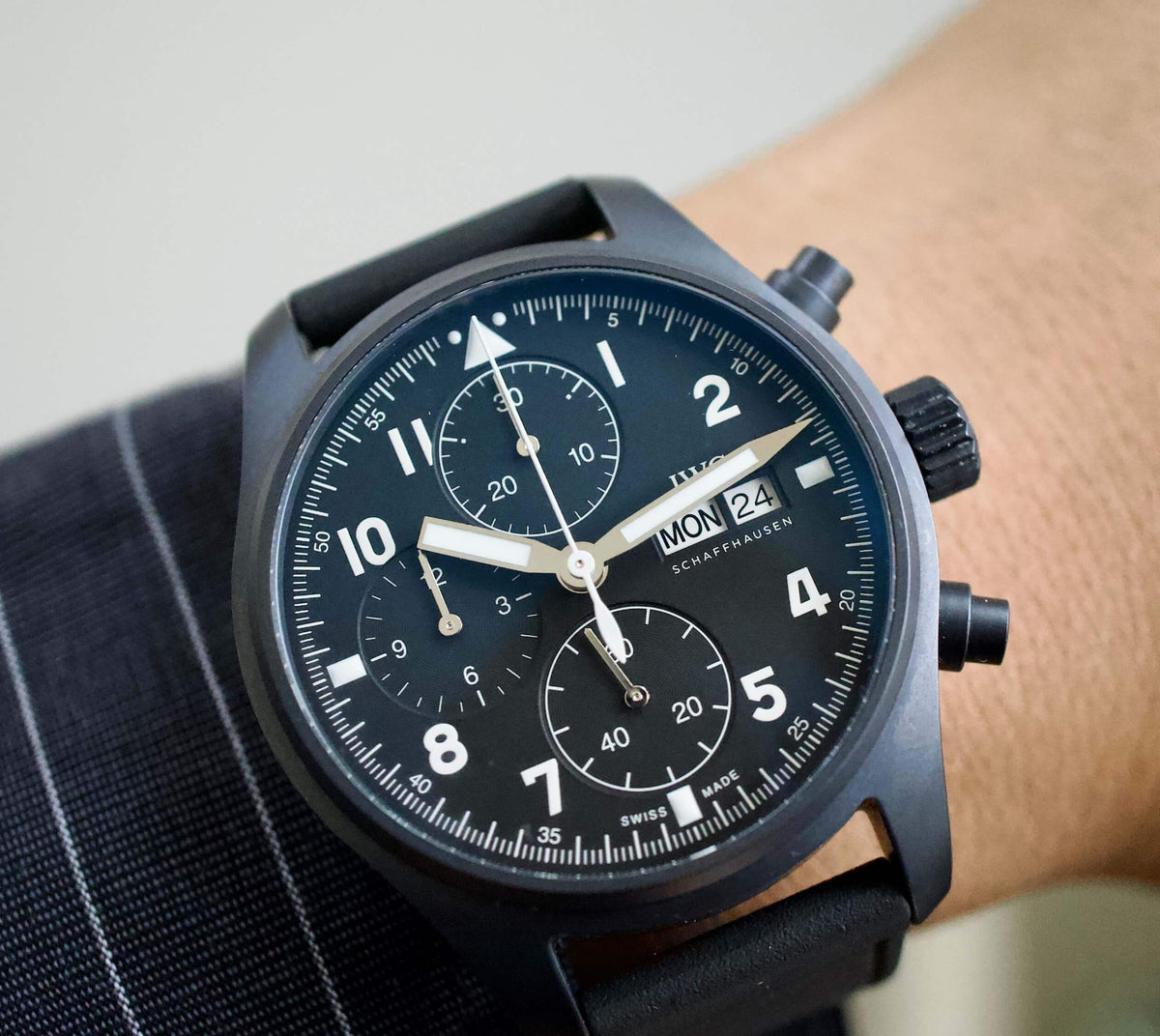 SOLD OUT: 41MM IWC PILOT’S WATCH CHRONOGRAPH TRIBUTE TO 3705 2021 BOX AND PAPERS Ceratanium AUTOMATIC - WearingTime Luxury Watches