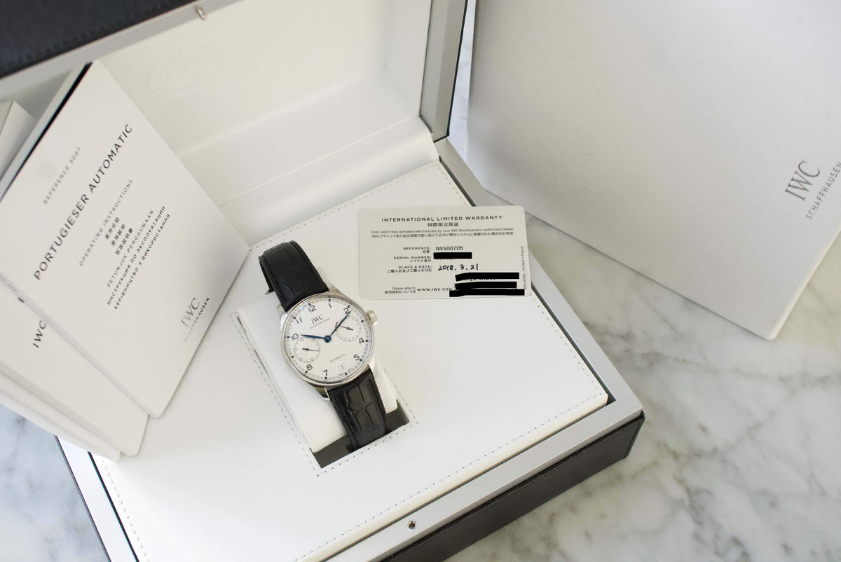 SOLD OUT: IWC Portuguese 7 Day Reserve IW500705 Portugieser 42mm Box Papers 2018 - WearingTime Luxury Watches