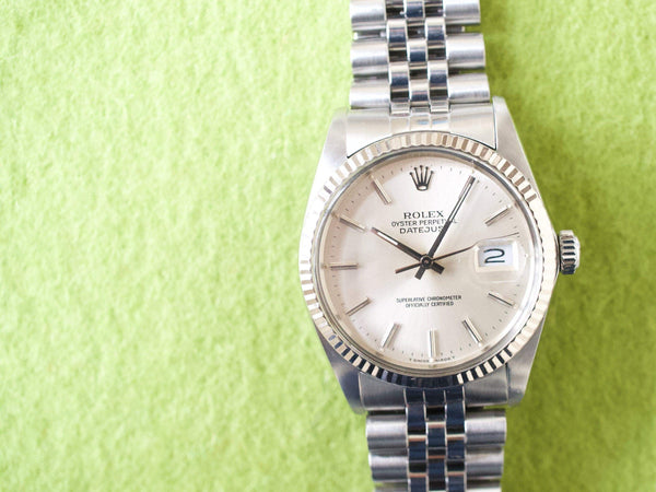 SOLDOUT: Rolex Datejust 36MM 16014 Quickset 18K Bezel 1 Year Warranty Factory Rolex Box