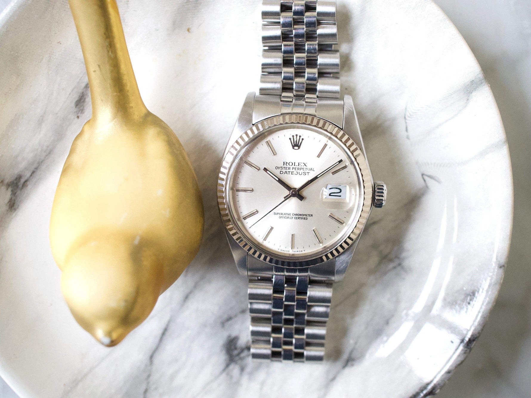 Rolex Datejust 36MM 16014 Quickset 18K Bezel 1 Year Warranty Factory Rolex Box - WearingTime Luxury Watches