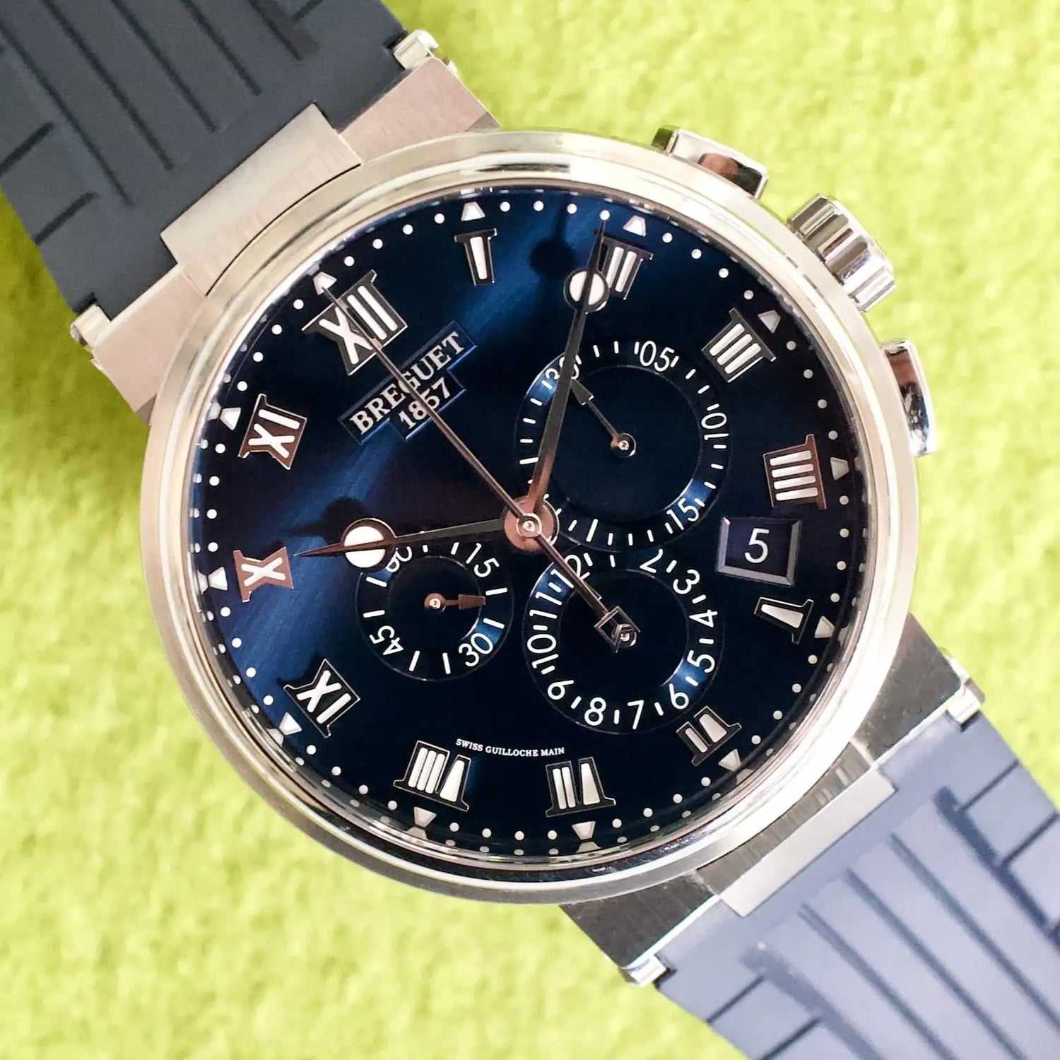 Breguet Marine Chronograph 5527TI/Y1/5WV Titanium 42MM Automatic Blue Dial Box Papers 2022