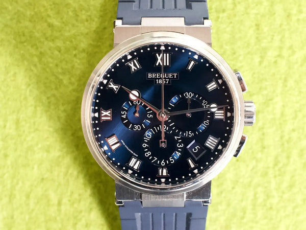 SOLDOUT: Breguet Marine Chronograph 5527TI/Y1/5WV Titanium 42MM Automatic Blue Dial Box Papers 2021