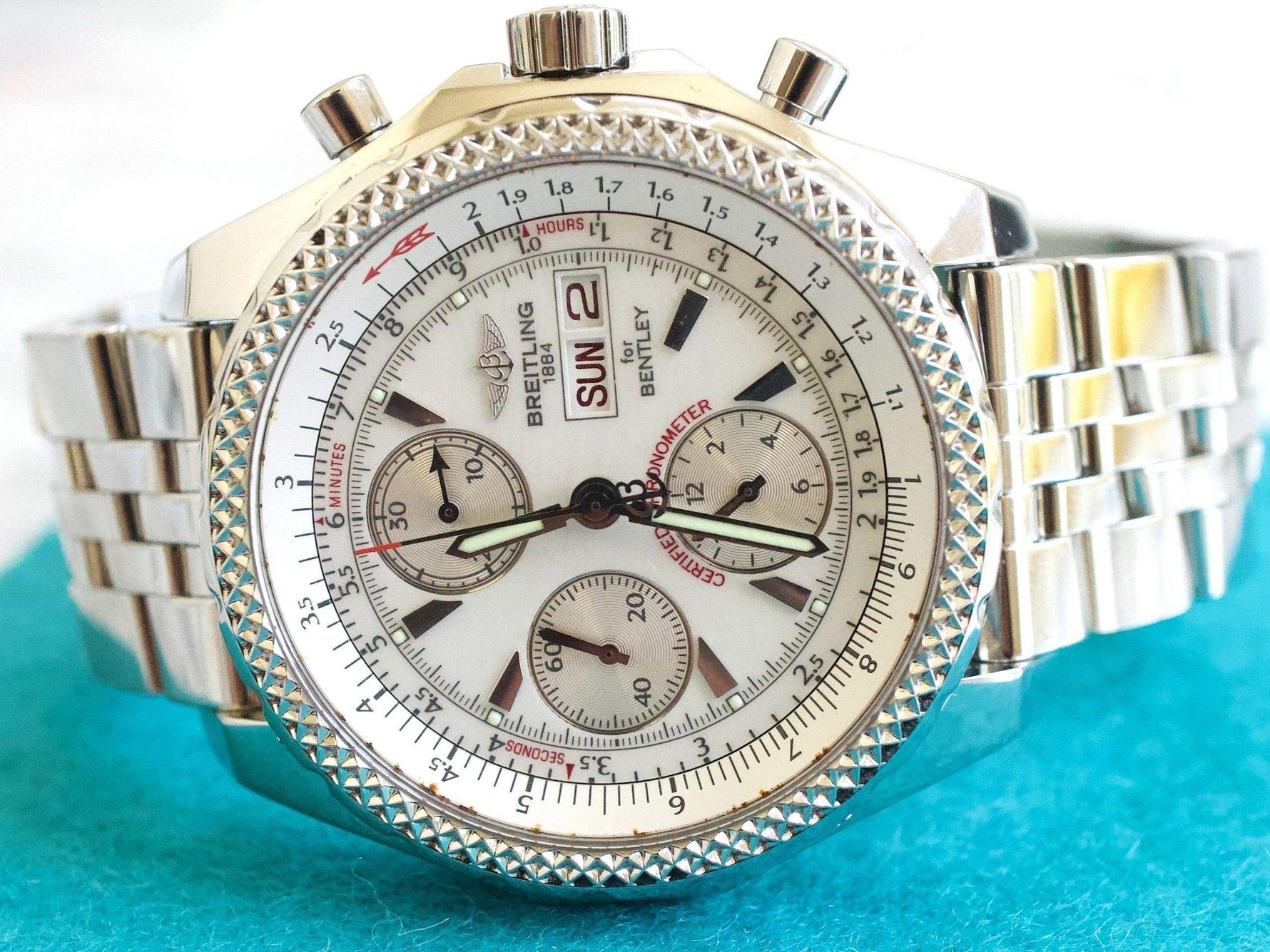 SOLDOUT: Breitling Bentley GT A13362 Chronograph 45MM White Dial Travel Box - WearingTime Luxury Watches