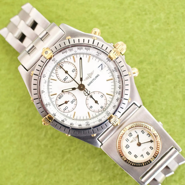 SOLDOUT: Breitling Chronomat 81950 Chronograph Automatic 40MM 18k Gold and Steel Duo Watch Box