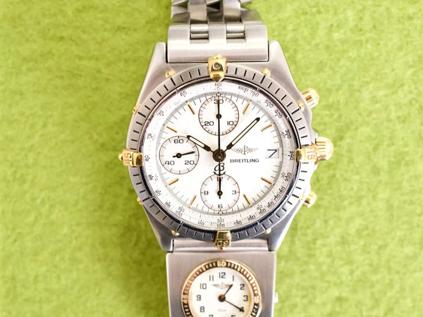 SOLDOUT: Breitling Chronomat 81950 Chronograph Automatic 40MM 18k Gold and Steel Duo Watch Box