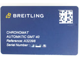 SOLDOUT: Breitling Chronomat GMT A32398 40MM Automatic Brand New Unworn Factory Warranty Box Papers 2026