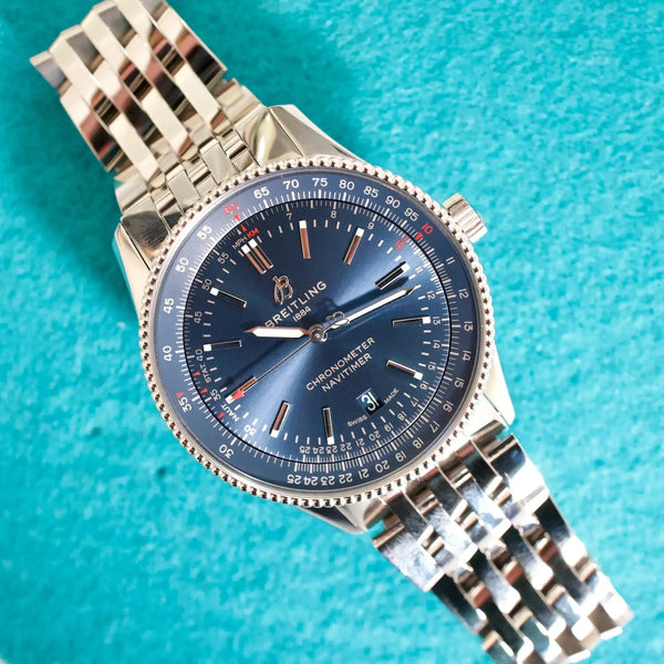 SOLDOUT: Breitling Navitimer A17326 Automatic 41MM Blue Dial Mint Condition Box Papers 2022