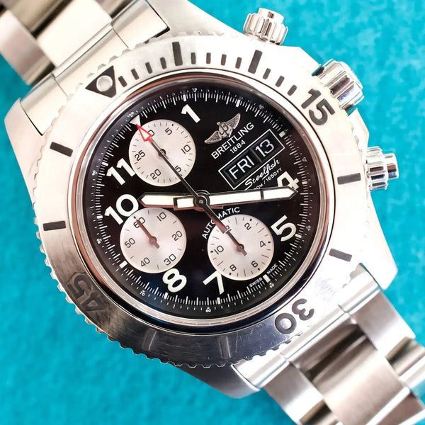 SOLDOUT: Breitling Superocean Chronograph II A13341C3/BD19 Steelfish Black Dial Automatic 44MM Box and Papers