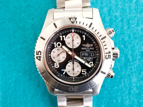 SOLDOUT: Breitling Superocean Chronograph II A13341C3/BD19 Steelfish Black Dial Automatic 44MM Box and Papers