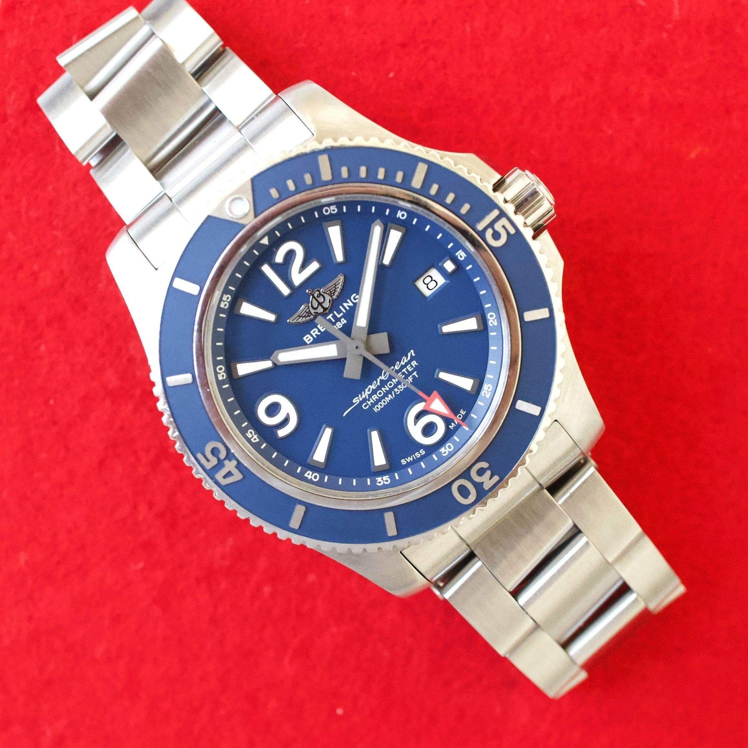 Breitling Superocean A17367 44MM Blue Dial Blue Bezel Box Papers 2021 - WearingTime Luxury Watches