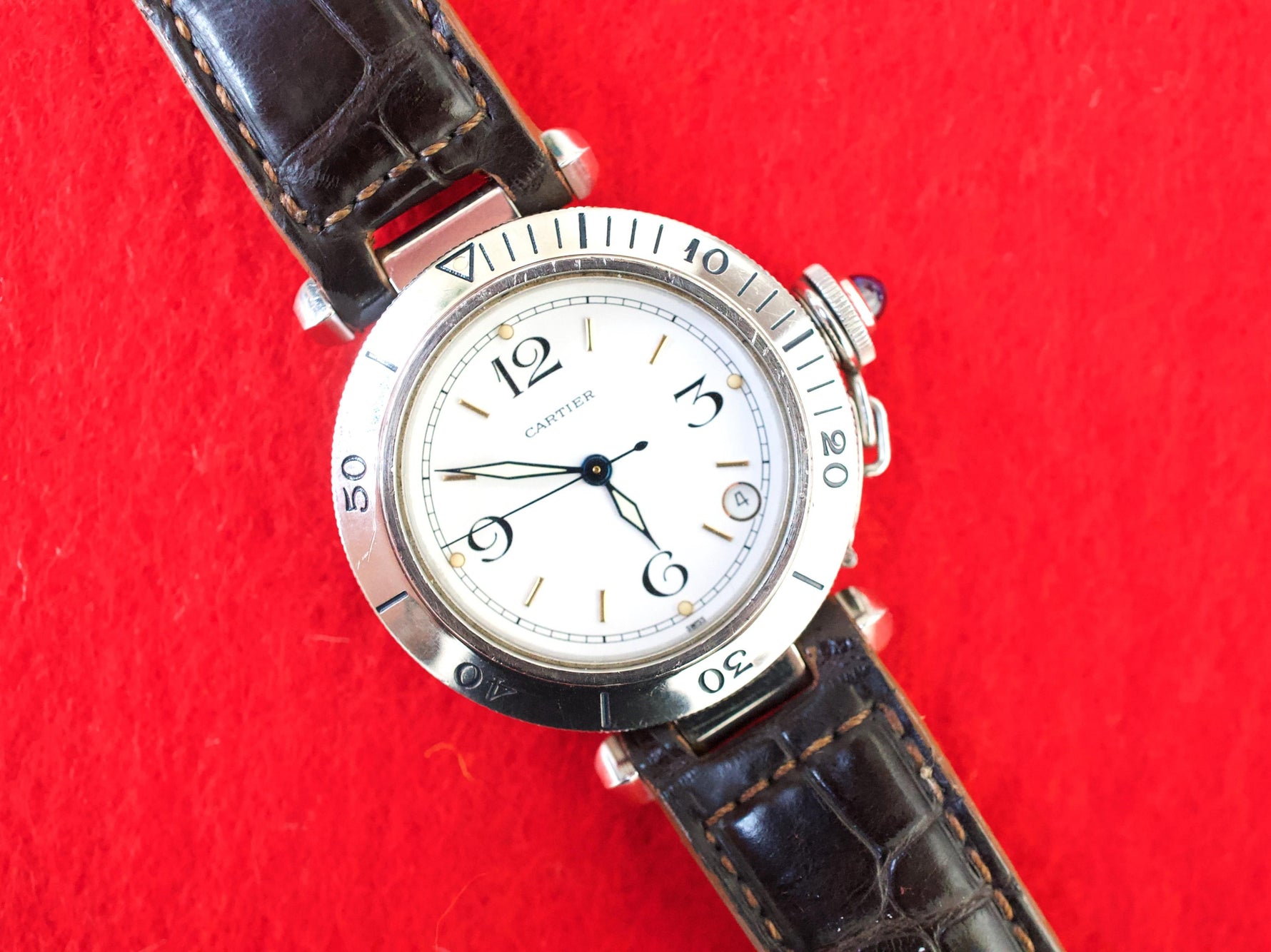 Cartier Pasha C 35MM W31015M7 White Dial Automatic Factory Cartier Box - WearingTime Luxury Watches
