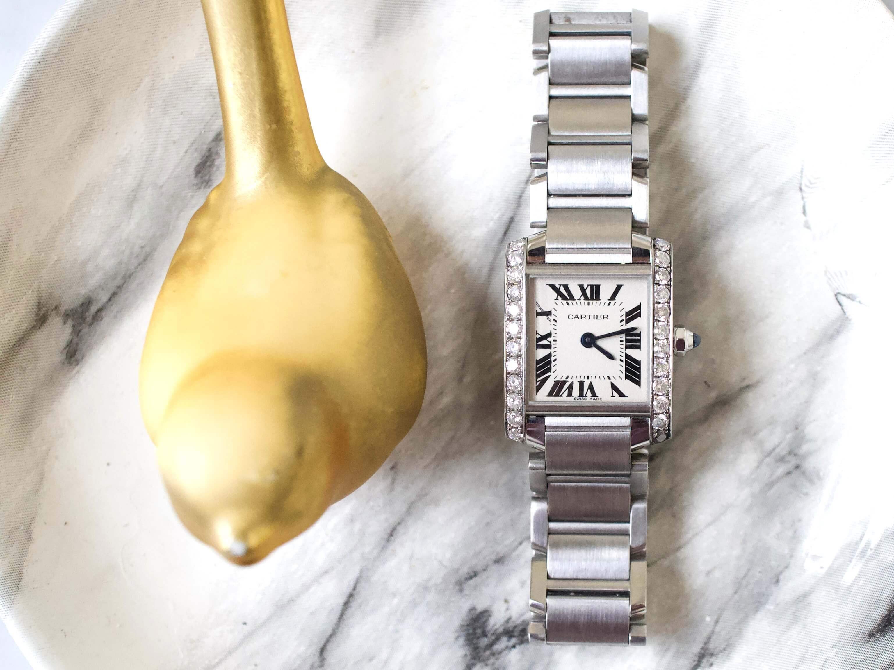 Cartier クォーツ 時計 Cartier 2386/W1016830 2001s SS Tank Basculante Arabic Gray Dial