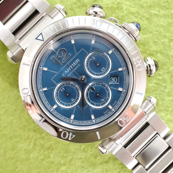SOLDOUT: Cartier Pasha Chronograph WSPA0039 BLUE DIAL 41MM Box Papers 2023