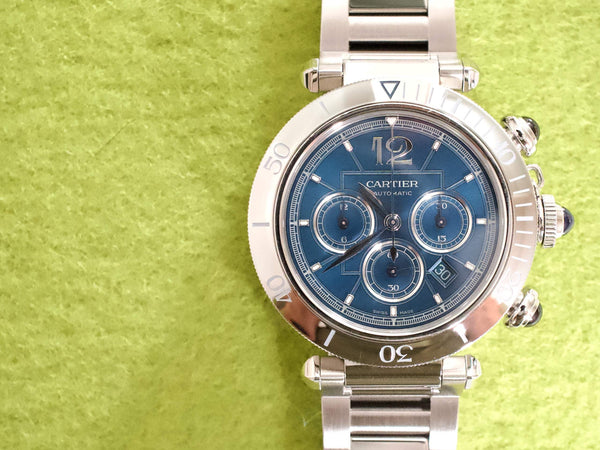 SOLDOUT: Cartier Pasha Chronograph WSPA0039 BLUE DIAL 41MM Box Papers 2023