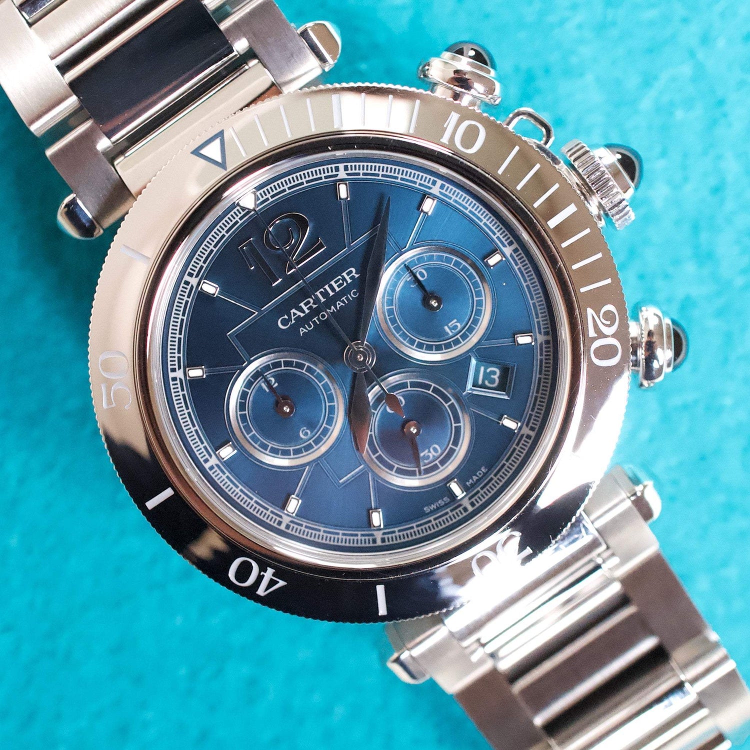 SOLDOUT: Cartier Pasha WSPA0039 Chronograph 41MM Automatic Box and Papers Under Factory Warranty 2032