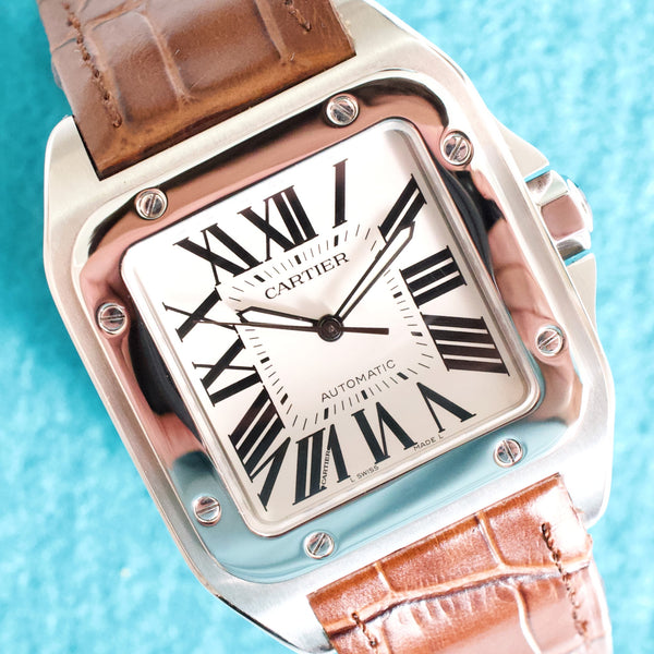 Cartier Santos100 XL W20073X8  41.3MM Automatic White Dial Near Mint Travel Case Papers