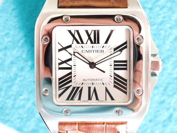 Cartier Santos100 XL W20073X8  41.3MM Automatic White Dial Near Mint Travel Case Papers