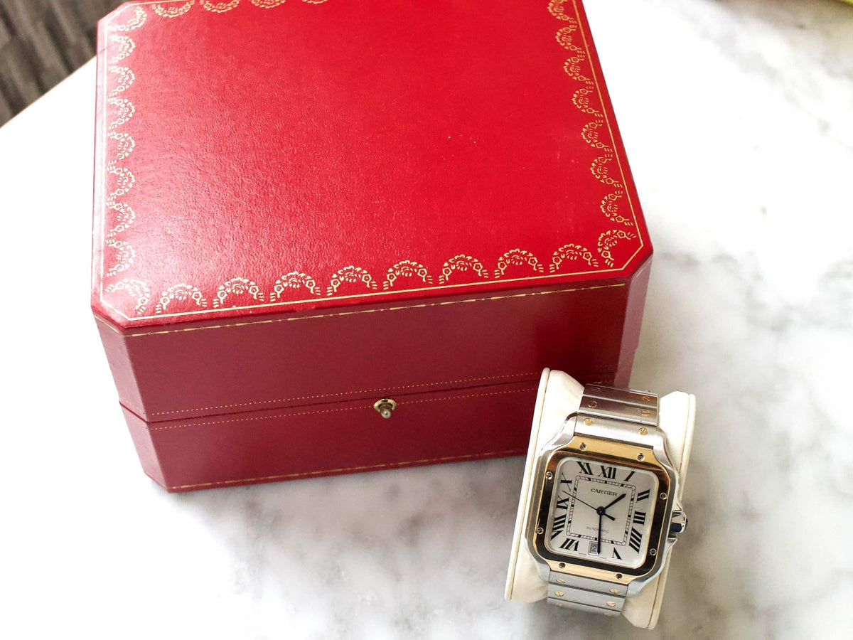 SOLDOUT: Cartier Santos W2SA0006 QuickLink System18K Gold and Steel LARGE Model (Original Retail: $11,600.00) - WearingTime Luxury Watches