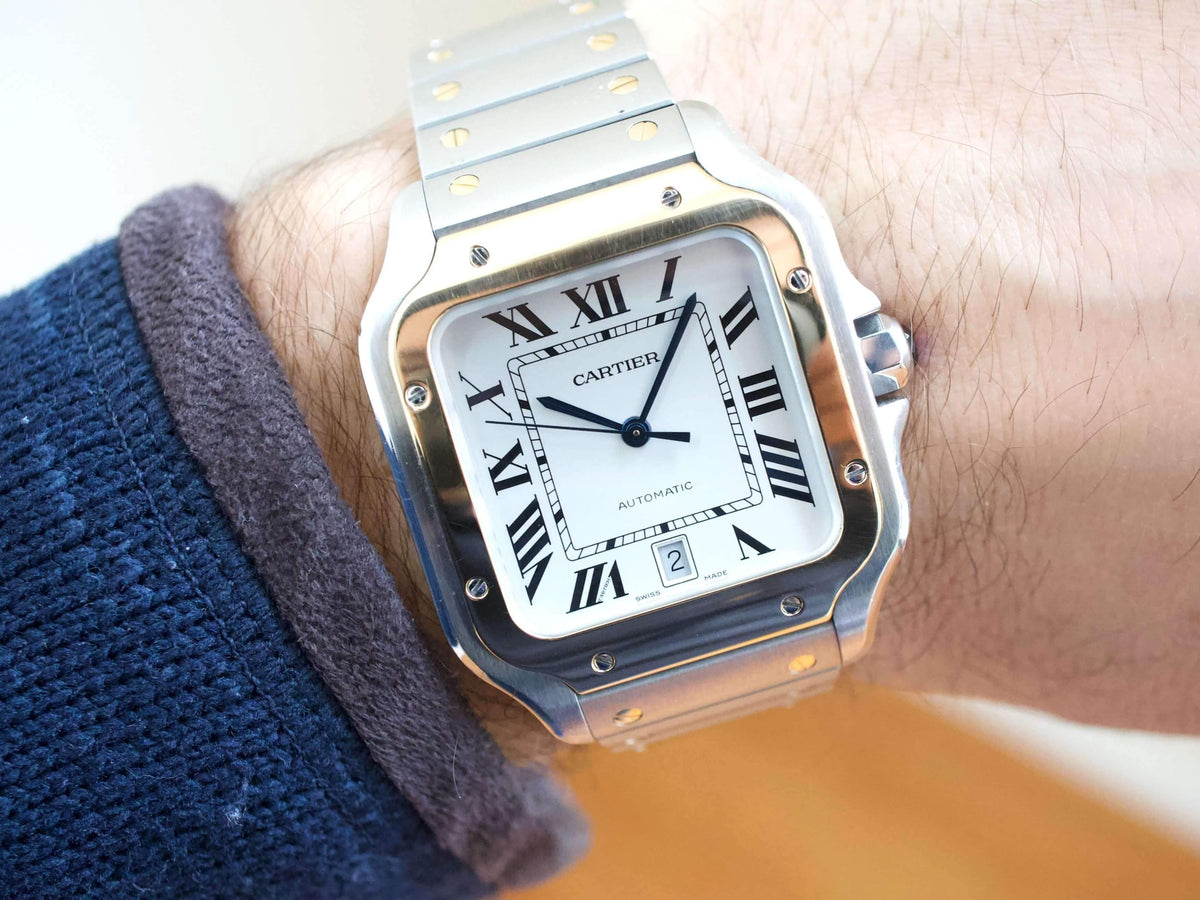 SOLDOUT: Cartier Santos W2SA0006 QuickLink System18K Gold and Steel LARGE Model (Original Retail: $11,600.00) - WearingTime Luxury Watches