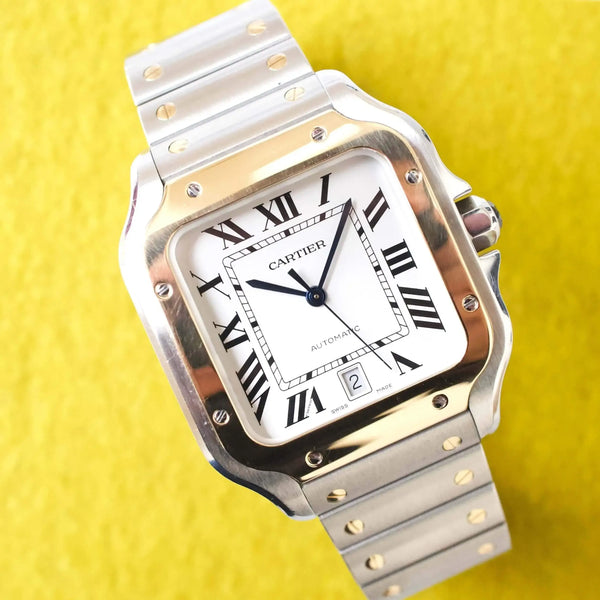 SOLDOUT: Cartier Santos W2SA0006 QuickLink System18K Gold and Steel LARGE Model (Original Retail: $11,600.00)
