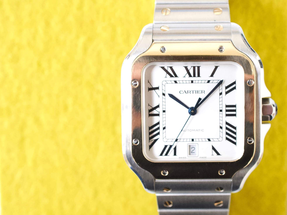 SOLDOUT: Cartier Santos W2SA0006 QuickLink System18K Gold and Steel LARGE Model (Original Retail: $11,600.00) - WearingTime Luxury Watches