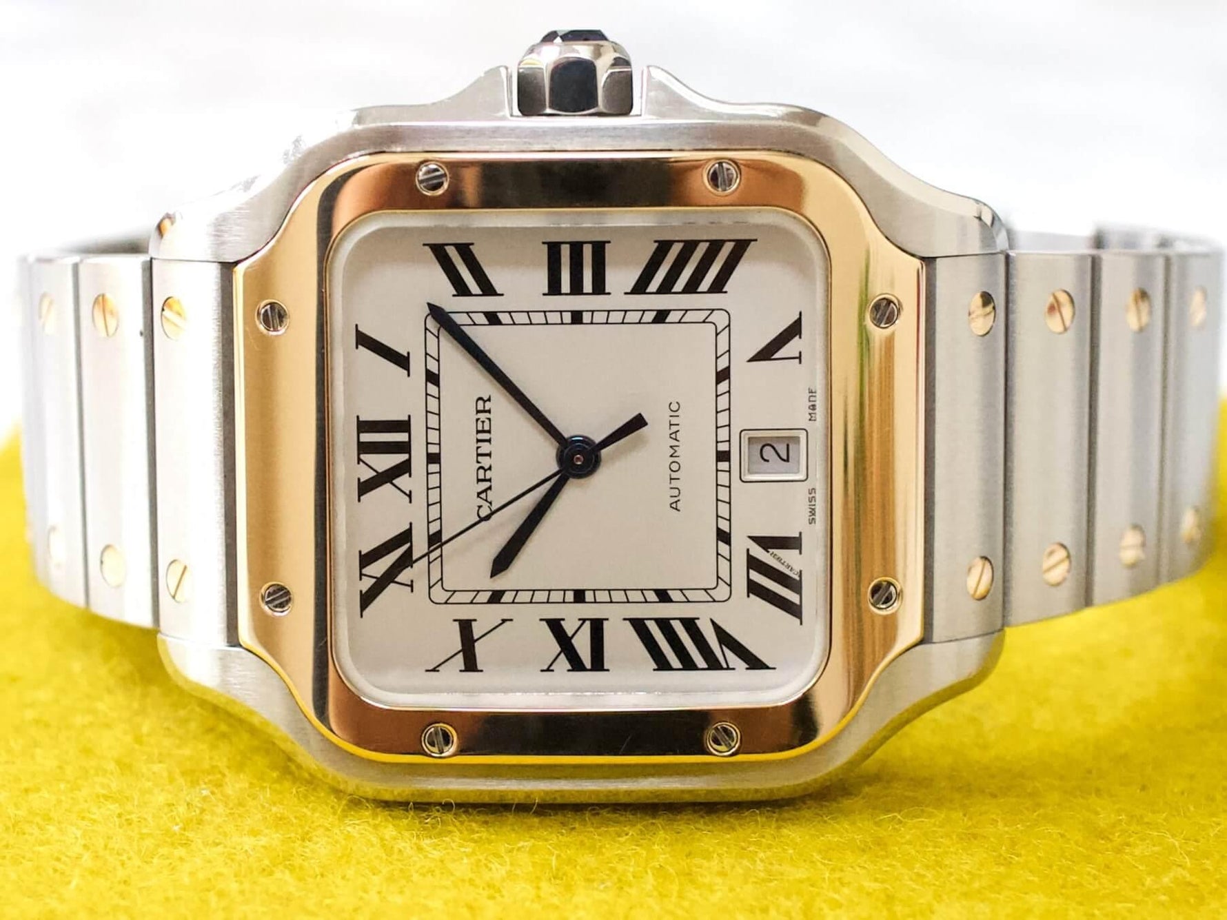 SOLDOUT: Cartier Santos W2SA0006 QuickLink System18K Gold and Steel LARGE Model (Original Retail: $11,600.00) - WearingTime Luxury Watches