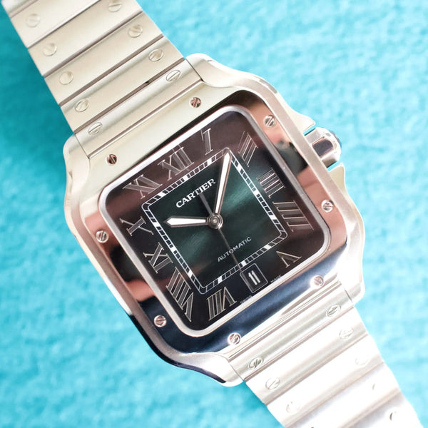 SOLDOUT: Cartier Santos WSSA0062 Automatic Green Dial Large 39.8 x 47.5MM Mint Box Papers 2026