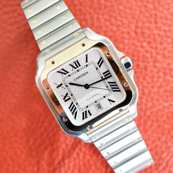SOLDOUT: Cartier Santos W2SA0009 Large 40MM Two Tone 18K Gold and Steel Box Papers 2022 MINT