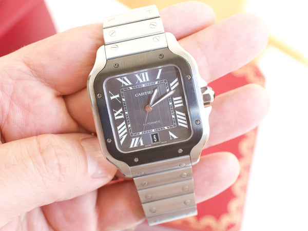 SOLDOUT: Cartier Santos WSSA0037 Automatic Box and Papers Cartier Warranty Until 2031
