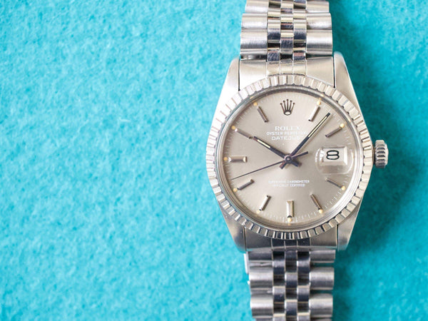SOLDOUT: Rolex Datejust 36MM 16030 Quickset Engine Turned Bezel SERVICED 1 Year Warranty Rolex Box RARE Grey Dial