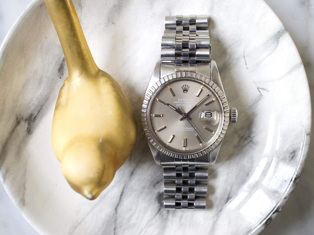 Rolex Datejust 36MM 16030 Quickset Engine Turned Bezel SERVICED 1 Year Warranty Rolex Box RARE Grey Dial - WearingTime Luxury Watches