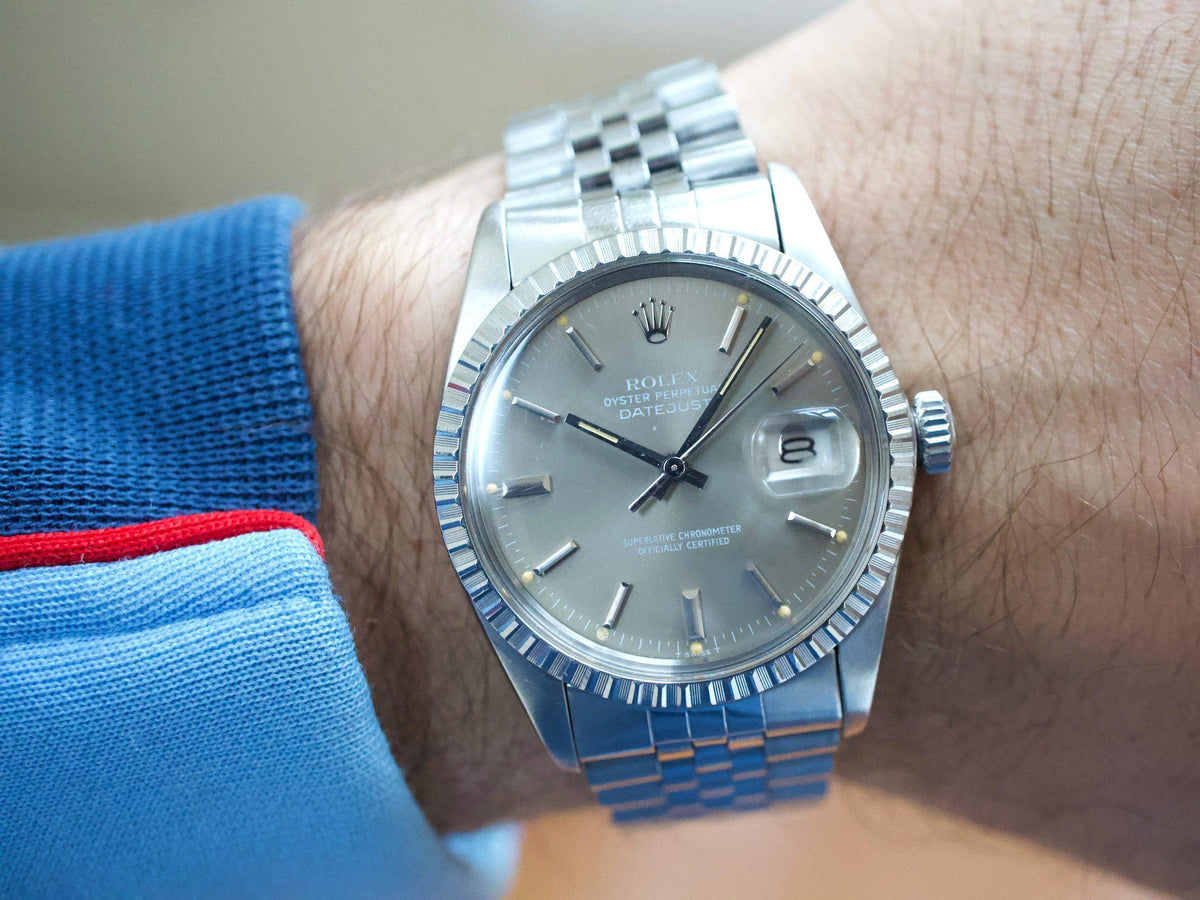 Rolex Datejust 36MM 16030 Quickset Engine Turned Bezel SERVICED 1 Year Warranty Rolex Box RARE Grey Dial - WearingTime Luxury Watches