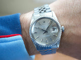 SOLDOUT: Rolex Datejust 36MM 16030 Quickset Engine Turned Bezel SERVICED 1 Year Warranty Rolex Box RARE Grey Dial