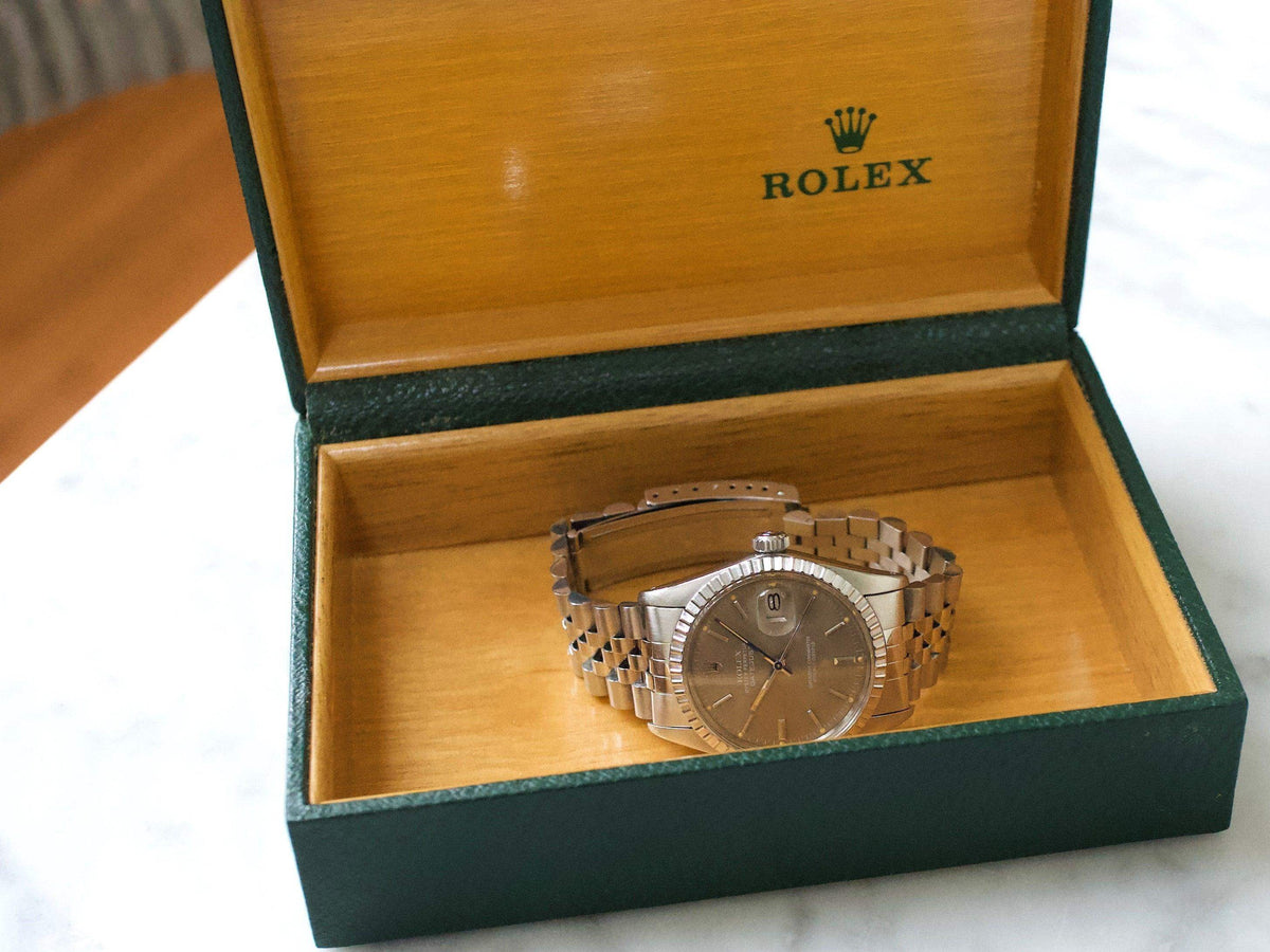 Rolex Datejust 36MM 16030 Quickset Engine Turned Bezel SERVICED 1 Year Warranty Rolex Box RARE Grey Dial - WearingTime Luxury Watches
