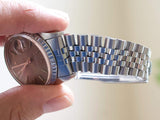 SOLDOUT: Rolex Datejust 36MM 16030 Quickset Engine Turned Bezel SERVICED 1 Year Warranty Rolex Box RARE Grey Dial