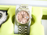 SOLDOUT: Rolex Datejust 16234 36MM 18K Bezel Quickset Jubilee Rare Salmon Dial Year 2000 No Holes Factory Rolex Box