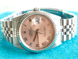 SOLDOUT: Rolex Datejust 16234 36MM 18K Bezel Quickset Jubilee Rare Salmon Dial Year 2000 No Holes Factory Rolex Box